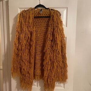 Windsor Mustard Knit fringe Cardigan